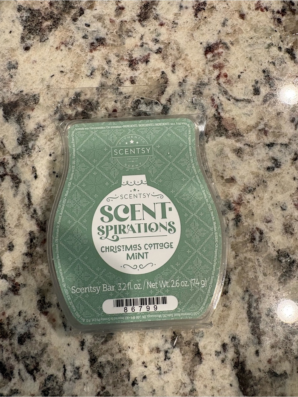 Scentsy Christmas Cottage Mint Scented Wax Bar - Mint Green